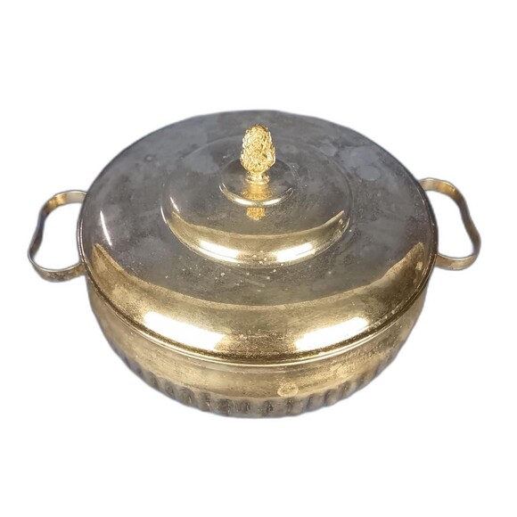 Silver Plated Serving Dish Vintage Pot With Lid And Handles Lidded Ornament Top - Picture 1 of 9